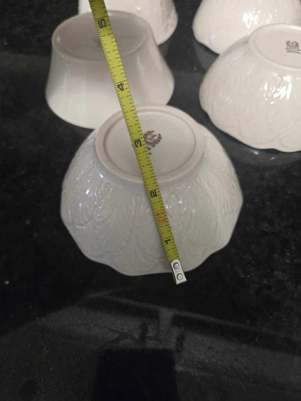 Lenox Holiday Holly White Porcelain Dessert Bowls with Gold Trim